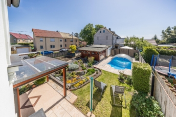 Markranstädt - Großlehna | Blick auf das Grundstück mit Pool - VERKAUFT: Hat viel – kann viel